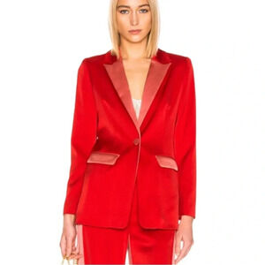 ALEXIS Nevra Satin Trim Blazer Jacket In Red Size XS